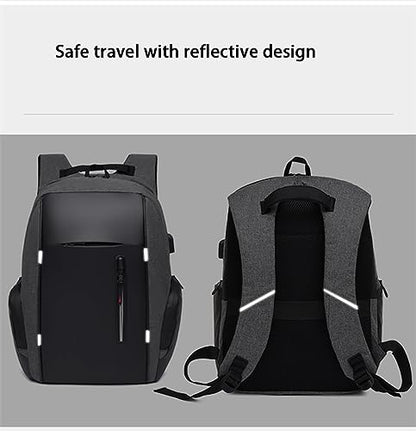 Men's Business Laptop Bag Multifunctional Rechargeable USB Backpack - color: Grey