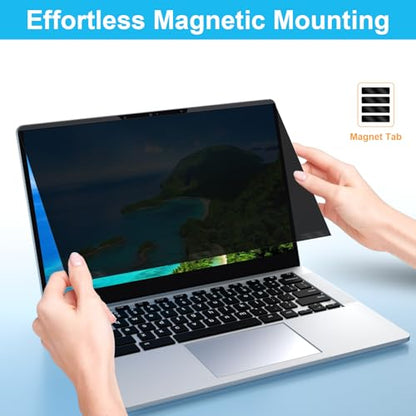 ZOEGAA Laptop Privacy Screen Protector 14 Inch 16:9 Aspect Ratio. | 1 Install Ways; Anti Bule Light/Glare; Compatible With HP Dell Lenovo Samsung Thinkpad - size: Magnetic 14 inch (16:9)