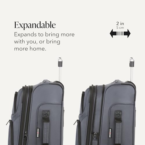 SWISSGEAR Sion Softside Expandable Spinner Luggage Durable Lightweight Travel Suitcase, Dark Grey, 3-Piece Set (Carry-On/Medium/Large) - color: Dark Grey, size: 3-Piece Set (Carry-On/Medium/Large)