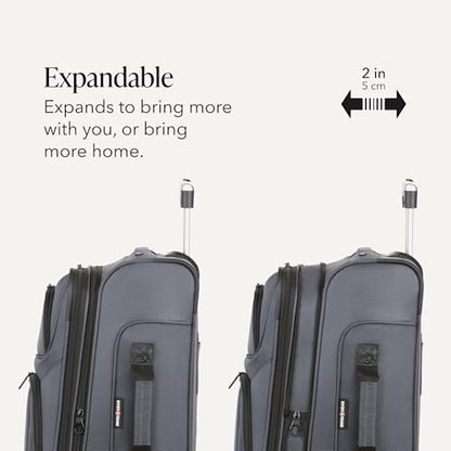 SWISSGEAR Sion Softside Expandable Spinner Luggage Durable Lightweight Travel Suitcase, Dark Grey, 3-Piece Set (Carry-On/Medium/Large) - color: Dark Grey, size: 3-Piece Set (Carry-On/Medium/Large)