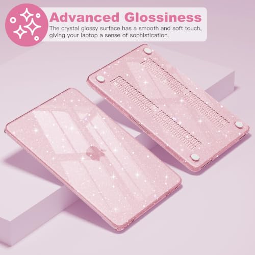 CISSOOK for MacBook Neo 13 inch Pink Case Glitter Blush 2026 Model A3404 | 5in1 Set Hard Shell Case, A18 Pro Chip, Keyboard Cover, Screen Protector, Scratch Resistant, Ultra-Thin, for Office & Travel - color: Glitter Blush