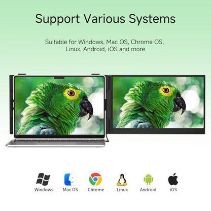 Laptop Screen Extender - 14” Ultra Thin and Light Travel Monitor for Laptop FHD 1080P Portable Second Monitor IPS Screen Display Plug & Play for Mac Windows Android iOS - size: 14.1"