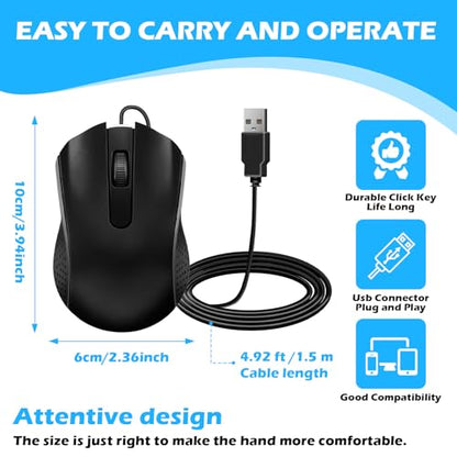 12 Pack Wired Mouse Bulk Computer Mouse Wired with Ergonomic Design Computer Mice Plug and Play USB for Students, Teachers Multi Device Compatibility for Classroom, Home, Office, Remote Work (12)
