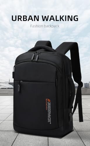 Business Laptop Backpack with USB Charging Port, Water Repellent, Black, Large - color: Black