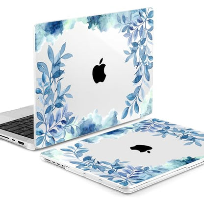 TWOLSKOO Compatible with MacBook Pro 14 inch Case M5 2026 2025-2021 Release M4 M3 M2 M1 Pro/Max Chip, Plastic Hard Shell & Keyboard Cover & Screen Protector & Trackpad Film, Blue Floral - color: Blue Floral