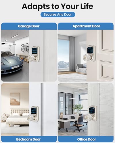 Smart Fingerprint Keyless Entry Door Knob Keypad Electronic Biometric Lock | 20 User Codes 50 Fingerprints Vacation & Passage Mode One-Time Code 2 Keys Auto-lock 2-99s Anti-peep Fits U.S. Standard Door - size: HL-669FK Satin Nickel