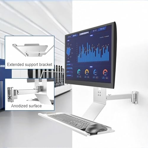 Monitor and Keyboard Wall Mount, Monitor Bracket Arm, with Keyboard Tray, Computer Screen Mount (61cm) - size: 61cm