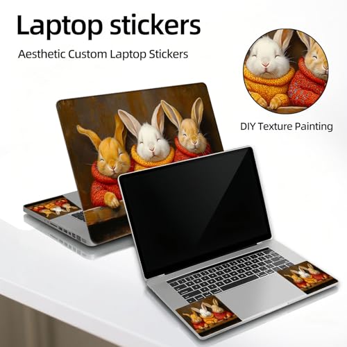 Universal Laptop Skin Sticker Decal, 12"-15.6" Aesthetic Vinyl Wrap, Cozy Bunnies in Sweaters Waterproof Notebook Cover Art Protector for MacBook HP Dell Lenovo, Fits 13" 14" 15" 15.6" - color: Cozy Bunnies in Sweaters
