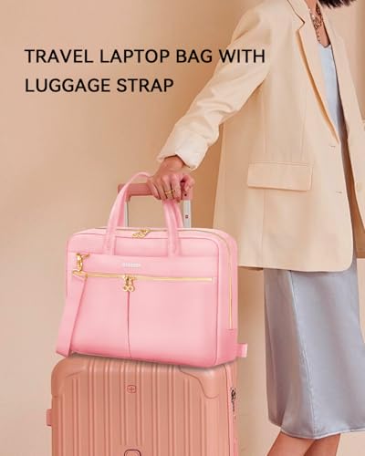 Ferkurn Laptop Bag Case Women Men Computer Bag Compatible with MacBook/HP/LG/Dell, Shoulder Strap Slim Carrying Messenger Briefcase, Pink, 15.6-16 Inch - color: Pink, size: 15-15.6 inch