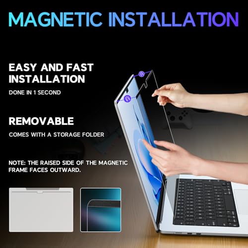 Magnetic Macbook Pro 14 Inch Privacy Screen(2021-2025, M1, M2, M3, M4, M5), Removable Anti Glare Blue Light Macbook Pro Screen Protector, 360° Anti Spy and Easy Install Shield - size: Privacy Screen MacBook Pro 14 Inch
