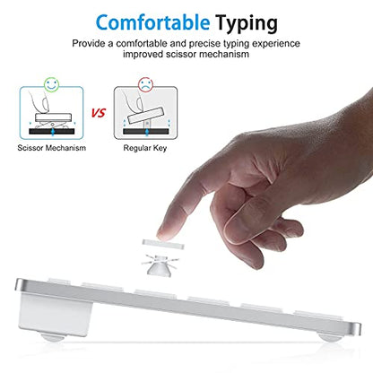 OMOTON Bluetooth Keyboard Compatible with Mac ONLY, Compact Wireless Keyboard Compatible with MacBook Pro/Air, iMac, Mac mini/Pro, Silver - color: Silver