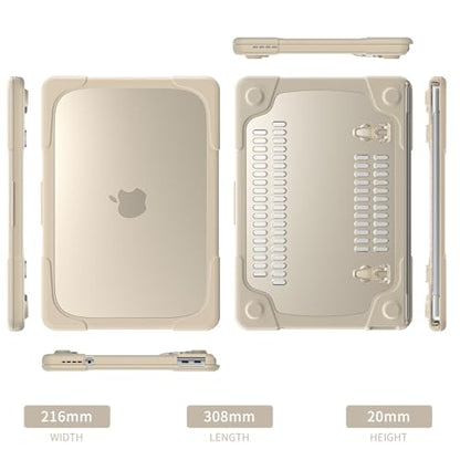 Batianda Heavy Duty Case for MacBook Neo 13 Inch 2026, Rock Gray | Fits Model A3404 A18 Pro Chip, Ergonomic Foldable Stand Holds 22lbs, TPU Bumper, Matte Translucent Shockproof Hard Shell - color: Rock Gray