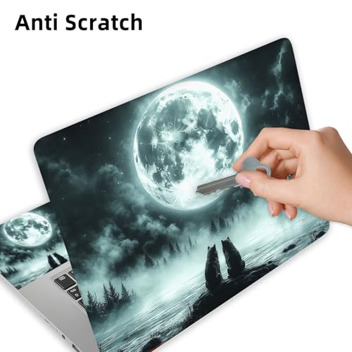 Aesthetic Laptop Skin Cover,12-15.6 Inch Universal Vinyl Sticker Decal,Waterproof Scratch-Resistant Notebook Wrap,Removable Residue-Free Protector,Moon Wolves Forest - color: Moon Wolves Forest