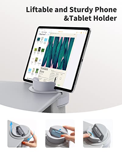 SAIJI Laptop Lap Desk for Bed—Fits Up to 17" Laptops & MacBook,Lightweight Tray Table with Soft Leather Wrist Pad,Sturdy Phone/Tablet Holder, Laptop Stand with Cushion for Home Office/Gaming On Couch - color: Light Gray