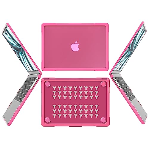 Batianda Ultimate Slim Case for MacBook Air 13.6 inch 2022-2026, Pink | Fits M2/M3/M4/M5 Model, Lightweight Slim Design, Carbon Fiber Side Texture, Matte Translucent Rugged Hybrid Protective Shell - color: S-Pink