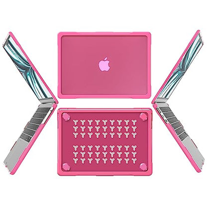 Batianda Ultimate Slim Case for MacBook Air 13.6 inch 2022-2026, Pink | Fits M2/M3/M4/M5 Model, Lightweight Slim Design, Carbon Fiber Side Texture, Matte Translucent Rugged Hybrid Protective Shell - color: S-Pink
