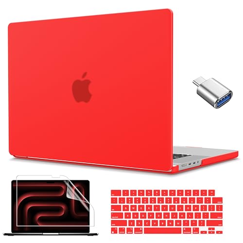 CISSOOK Compatible with MacBook Pro 14 inch Case 2026-2021, Hard Shell Case Keyboard Cover Screen Protector for MacBook Pro 14 M1 M2 M3 M4 M5 Chip, Matte Red - color: Matte Red