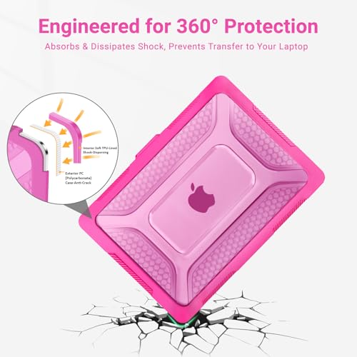 MOSISO Compatible with MacBook Air 13 inch Case M5 M4 M3 M2, Rose Red | 2 in 1 Kit Honeycomb Shock Resistant Hard Case with Foldable Kickstand for MacBook Air 13.6 2026-2022 A3449 A3240 A3113 A2681 - color: Rose Red