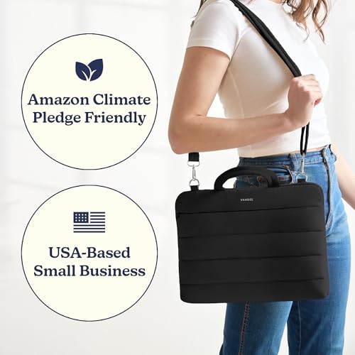 Vandel 15-16 inch Laptop Carrying Case Sleeve w. Strap, Shoulder Bag Handle | Fits Macbook Air 15, Macbook Pro 16 Carrying Case, 16 in Laptop Computer Bag for Women,15.6 in HP, Dell Messenger - color: 4. Black, size: 15-16 Inch