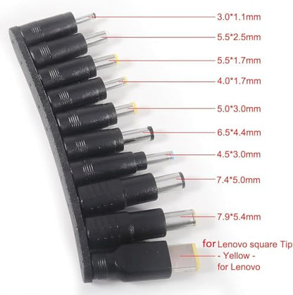 10pcs DC Connectors Plug Kit 5.5 x 2.1mm Connectors Kit Universal Laptop Input DC Plug Set Power Adapter Tips with Converter Cable 5V to DC 12V