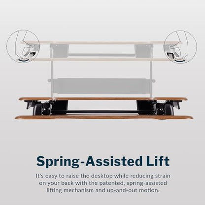 Vari VariDesk Pro Plus 36 Standing Desk Converter – 11 Height Settings + Spring Lift, 2 Tier Design, Keyboard Tray, Fits Desktops 36” Wide x 26.5" Deep – Delivers Fully Assembled (Walnut) - color: Walnut