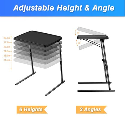 Max TV Tray Table, Allpop Adjustable Large TV Tray for Eating, Folding Dinner Laptop Table on Couch & Bed with 6 Heights & 3 Tilt Angles, Black - color: Black, size: Allpop-Max TV Tray