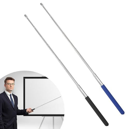 2 Pack Retractable Teacher Pointer 𝟑𝟗.𝟓'', Pointer Stick with 𝗦𝘁𝘆𝗹𝘂𝘀 Smooth Sensitive Tablet Pen Stylus Pen, Teacher Coach Presenter Pointer - color: Black&Blue