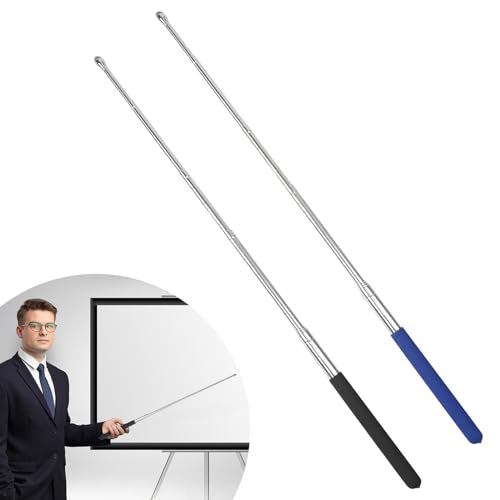 2 Pack Retractable Teacher Pointer 𝟑𝟗.𝟓'', Pointer Stick with 𝗦𝘁𝘆𝗹𝘂𝘀 Smooth Sensitive Tablet Pen Stylus Pen, Teacher Coach Presenter Pointer - color: Black&Blue