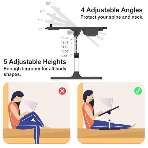 HETTHI Home Office Lap Desks, Adujustable Laptop Bed Desk and Portable Laptop Lap Desk for Writing Working Reading Eating