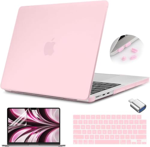 Teryeefi Compatible with M5 MacBook Air 13.6 inch M2 M3 M4 Case 2022 2023 2024 2025 2026 Model A2681/A3113/A3240/A3449, Laptop Hard Shell Case&Keyboard Cover&USB 3.0 Adapter, Frosted Chalk Pink - color: Frosted Chalk Pink