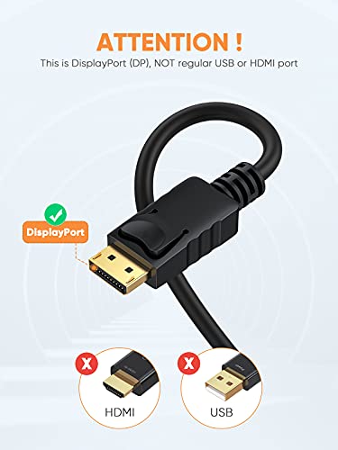 CableCreation Displayport to VGA Cable 6FT, Displayport to VGA Adapter Gold Plated 1080P@60Hz, Standard DP Male to VGA Male Cable, Compatible with Laptop, PC, TV, Projector, Black - size: 6FT-ABS