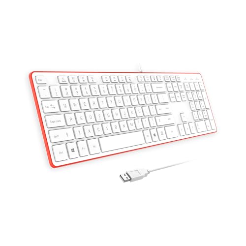 USB Wired Keyboard for window,Comfortable Quiet Chocolate Keys, Durable Ultra-Slim Wired Computer Keyboard(QWERTY) for PC, Windows 11/10/8/7/XP/Vista KB1430 (Orange, Wired Keyboard For Windows) - color: Orange