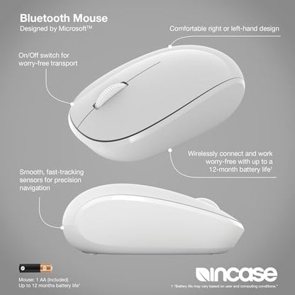 Incase Bluetooth Mouse - Designed by Microsoft - Compact, Comfortable, Right/Left Hand Use, 4-Way Scroll Wheel, Wireless Bluetooth Mouse for PC/Laptop/Desktop, Mac/Windows Computer (Glacier) - color: Glacier