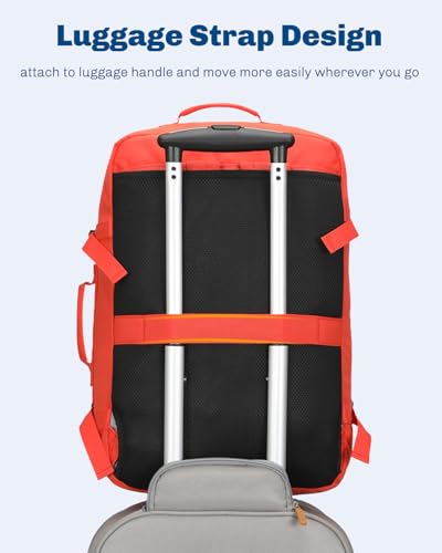 Carry on Backpack 38L Large Travel Backpack for Women Flight Approved Weekender Bag Laptop Backpack Men 15 inches Orange - color: Orange