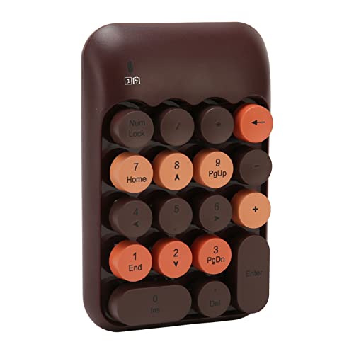 YOUTHINK Portable Silent Number Pad, Retro Style Edge Technology USB Receiver Containing Shortcut Keys Numeric Keypad with Calculator Function for PC Desktop Laptop (Coffee Color) - color: Coffee Color