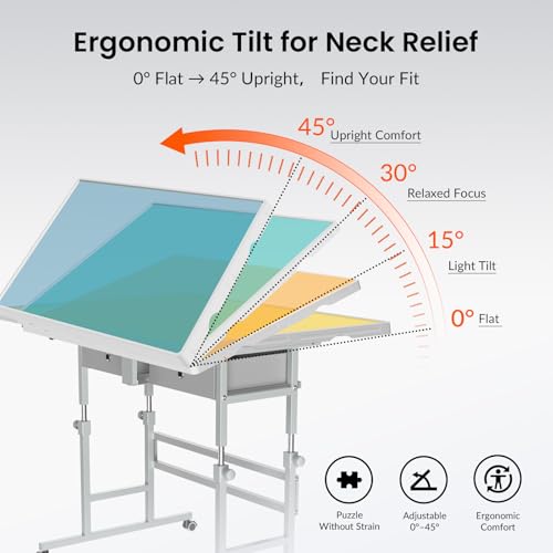 ALL4JIG 1000 Piece Light-Weight Adjustable Jigsaw Plastic Puzzle Table for Adults, 22.44"×30.20"Puzzle Board with 4 Drawers&Protective Cover,45-Degree Any-Angle Tilt for Leisure,Laptop Table for Couch - size: Small-1000pcs