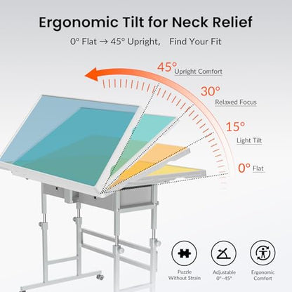 ALL4JIG 1000 Piece Light-Weight Adjustable Jigsaw Plastic Puzzle Table for Adults, 22.44"×30.20"Puzzle Board with 4 Drawers&Protective Cover,45-Degree Any-Angle Tilt for Leisure,Laptop Table for Couch - size: Small-1000pcs