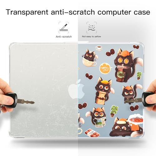 Batianda Premium Clear TPU Case for New MacBook Air 13.6" M5/M4/M3/M2 with Fun Pattern, Ultra-Slim Lightweight Protective Shell with Anti-Yellowing, Scratch Resistance & TPU Keyboard Cover, Coffee Cat - color: Coffee Cat