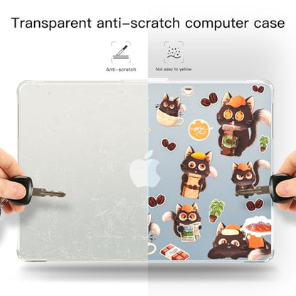 Batianda Premium Clear TPU Case for New MacBook Air 13.6" M5/M4/M3/M2 with Fun Pattern, Ultra-Slim Lightweight Protective Shell with Anti-Yellowing, Scratch Resistance & TPU Keyboard Cover, Coffee Cat - color: Coffee Cat