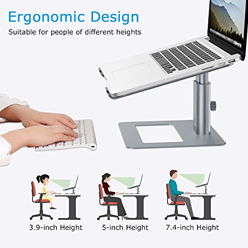 BoYata Laptop Stand, Height Adjustable Laptop Riser for 11-17" Laptops | Ergonomic Laptop Stand for Desk, Ventilated with U-Shaped Open Design, Sturdy Notebook Stand for 10-17'' Laptops, Grey - color: Grey
