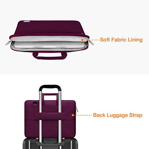 MOSISO Laptop Shoulder Bag, 13.3 inch Laptop Bags | Compatible with MacBook Neo 13/Air, HP Dell ASUS, 13-14 inch Computer Bags Polyester Sleeve Bag with Trolley Sleeve, Burgundy