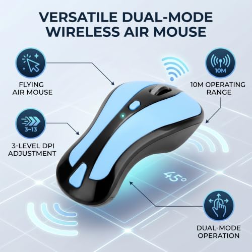 Wireless Optical Air Mouse 2.4G Gyroscope Fly Mouse with USB Nano Receiver, 1600 DPI Dual Mode Presentation Remote for PC Laptop Smart TV Projector