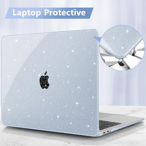 May Chen Compatible with MacBook Air 13 inch Case 2021 2020 2019 2018 Release Model: M1 A2337 A2179 A1932, Plastic Hard Shell Case for Ma Air 13 inch with Retina Display Fits Touch ID, Blue Glitter - color: Blue Glitter