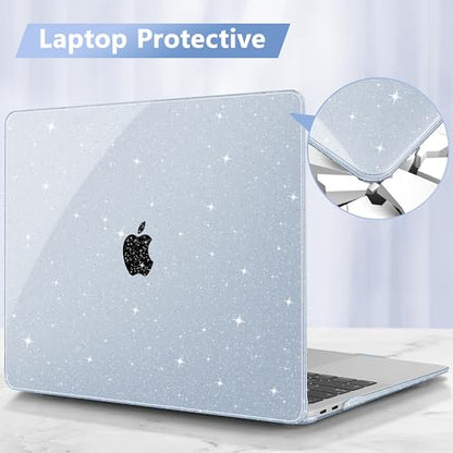 May Chen Compatible with MacBook Air 13 inch Case 2021 2020 2019 2018 Release Model: M1 A2337 A2179 A1932, Plastic Hard Shell Case for Ma Air 13 inch with Retina Display Fits Touch ID, Blue Glitter - color: Blue Glitter
