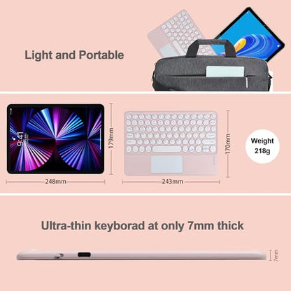 Thanice Wireless Keyboard with Touchpad, Ultra-Slim Portable Rechargeable Bluetooth Keyboard, Trackpad for iPad/iPad Pro and Other iOS Android Windows Devices (Pink) - color: pink