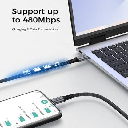 Power Thread USB C to USB C Cable 240W | USB-if Certified | PD 3.1 Fast Charging Cable | E-Marker Chip | 480Mbps Data Transfer, Braided Nylon for MacBook, iPad, Samsung, Laptop