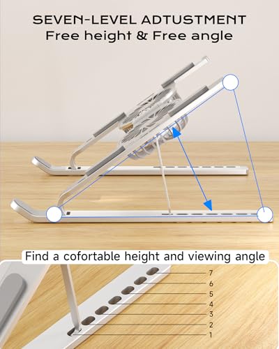 Laptop Stand with Open Cooling Design, Aluminum Notebook Stand with Height Adjustment, 10KG Capacity, for Gaming & Work, 10-17 Inch Compatible