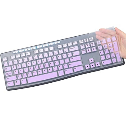 Keyboard Cover Skin Protector Fit Logitech MK295 MK275 MK270 Wireless Keyboard, Logitech K200 K260 K270 MK200 MK260 Keyboard (NOT Fit Other Model Keyboards)-OmbrePurple - color: GradualPurple