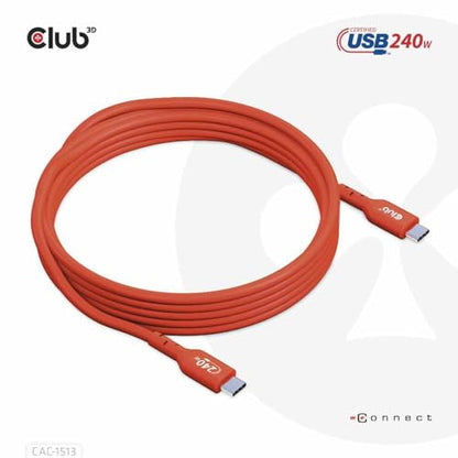 Club 3D CAC-1513 USB2 Type C to Type C Certified Bi-Directional Cable with 240W Charging, 480Mb Data Transmission EPR 3m- 9.8ft - size: 3m- 9.8ft