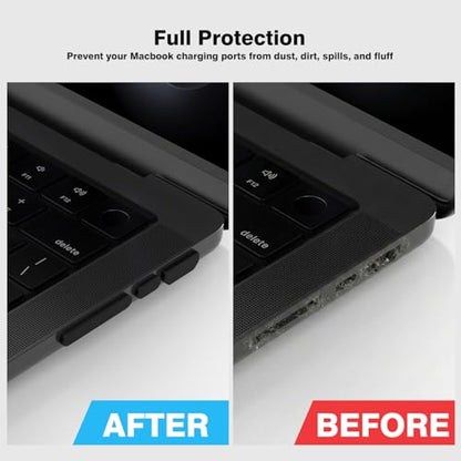 7PCS Anti Dust Dirt Plug Port Cover Compatible 2026-2021 MacBook Pro 14" 16" inch M5-M1 Pro/Max A3426/A3428/A3434/A3112/A3185 Silicone Dust Plug for HDMI, Thunderbolt, SDXC, Magsafe, Headphone, Black - color: 7PCS